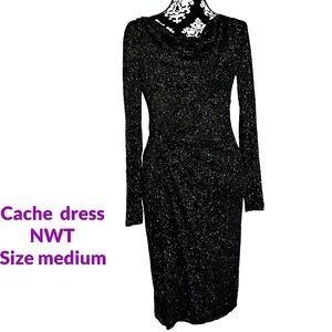 Cache' long sleeve slinky dress NWT! very rare. & Super flattering